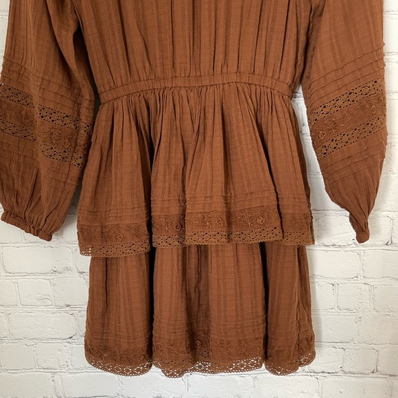 NWOT American Eagle Brown Tiered Wrap Dress size XS - Picture 6 of 9